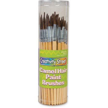 CREATIVITY STREET Paint Brushes, Camel Hair, Wood Handles, 72/ST, Multi PK PAC5159